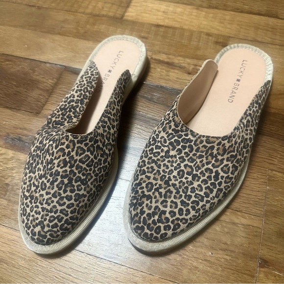 NWOB Lucky Brand Arvy Slip On Mule Leopard Print Eyelash 8 - Picture 2 of 6